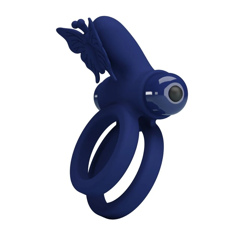 PRETTY LOVE - JAMELE DOPPELRING MIT VIBRATION  SCHMETTERLINGSTIMULATOR BLAU